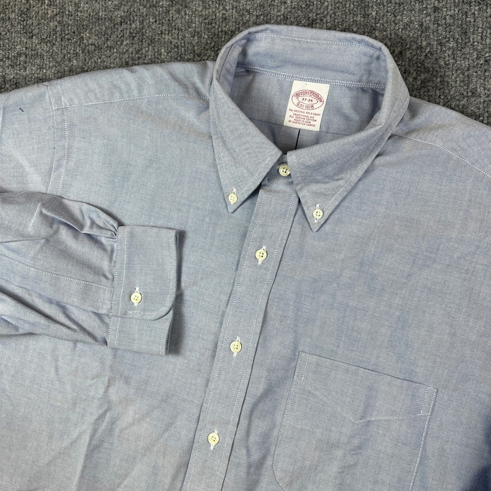 Vintage Brooks Brothers Oxford Shirt Mens 17-35 2XL Blue OCBD Made in USA 90s